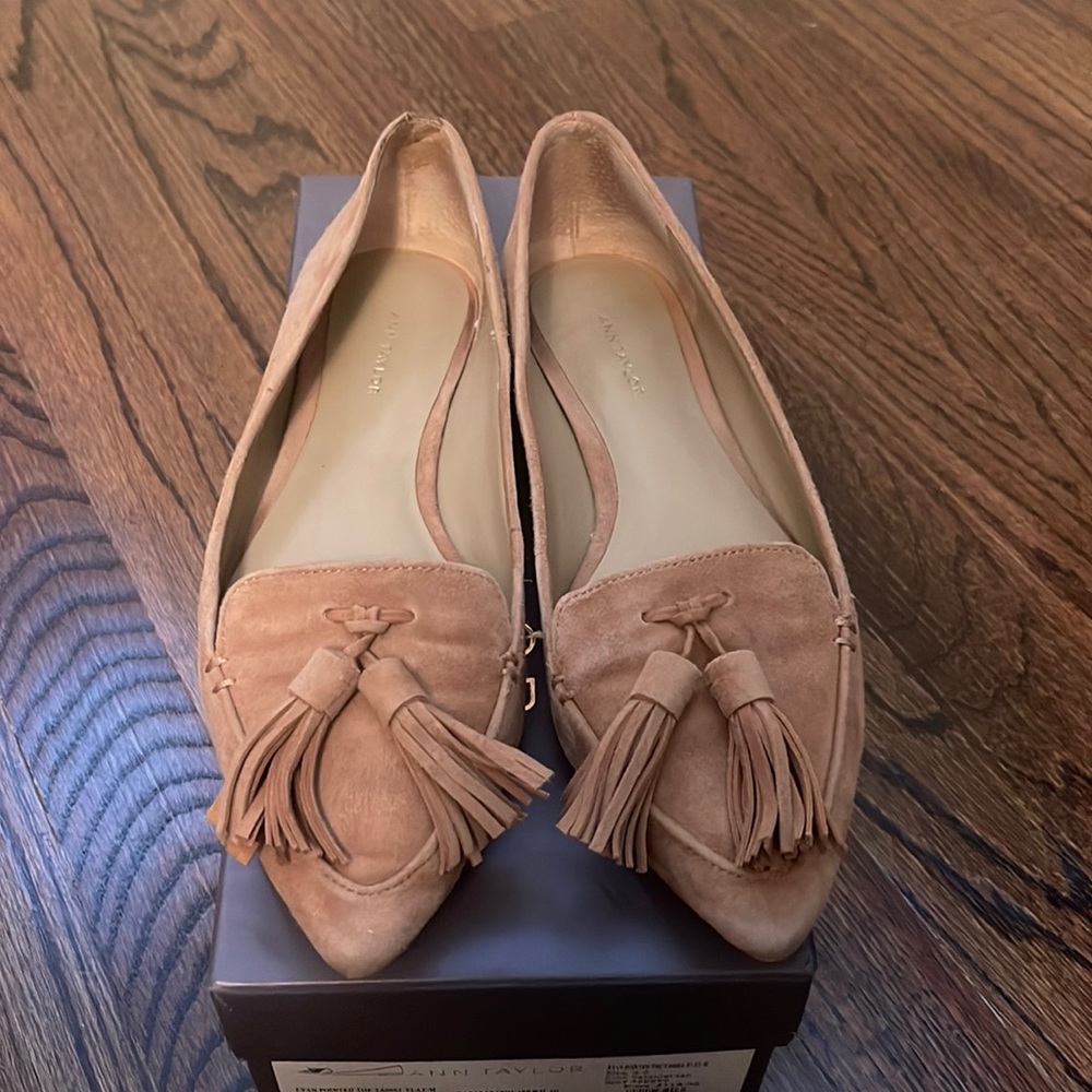 Ann Taylor Evan pointed toe tassel flat